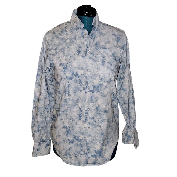 Naked And Famous 100% Cotton Shirt Small Canada Blue Tie Dye Print Unisex - Picture 1 of 7